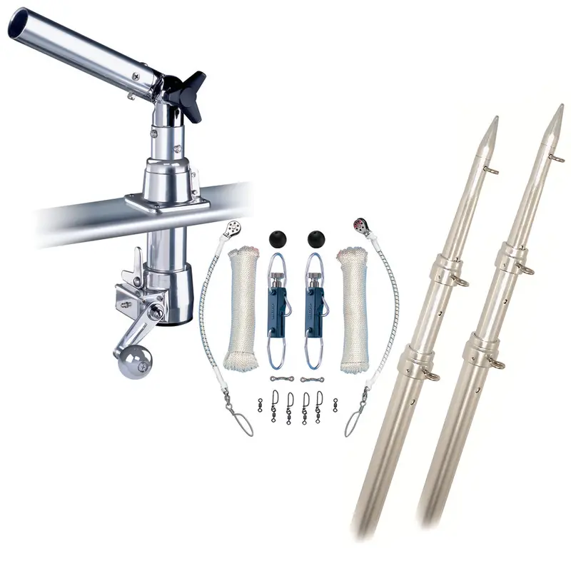 Rupp Z-30 Top Gun Telescoping Outrigger System – 15' Adjustable Poles + Full Single-Line Rigging With Klickers (Z30-Tpgn-15T) 1
