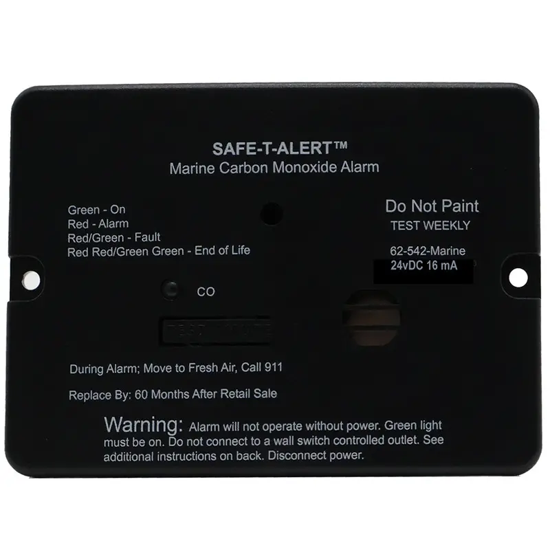 Safe-T-Alert 62-542-Bl-Marine-24V Carbon Monoxide Detector – 24V Flush-Mount Alarm, Marine-Rated Black Housing 1
