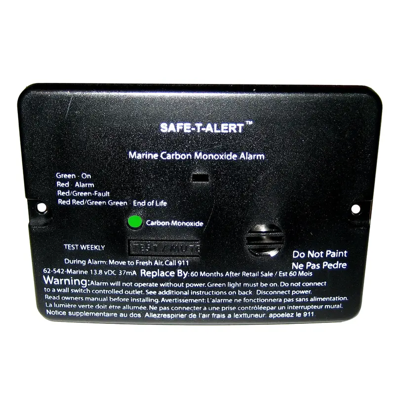Safe-T-Alert 62-Series Marine Carbon Monoxide Detector – 12V Dc, Flush-Mount, Black Housing – Model 62-542-Marine-Blk 1