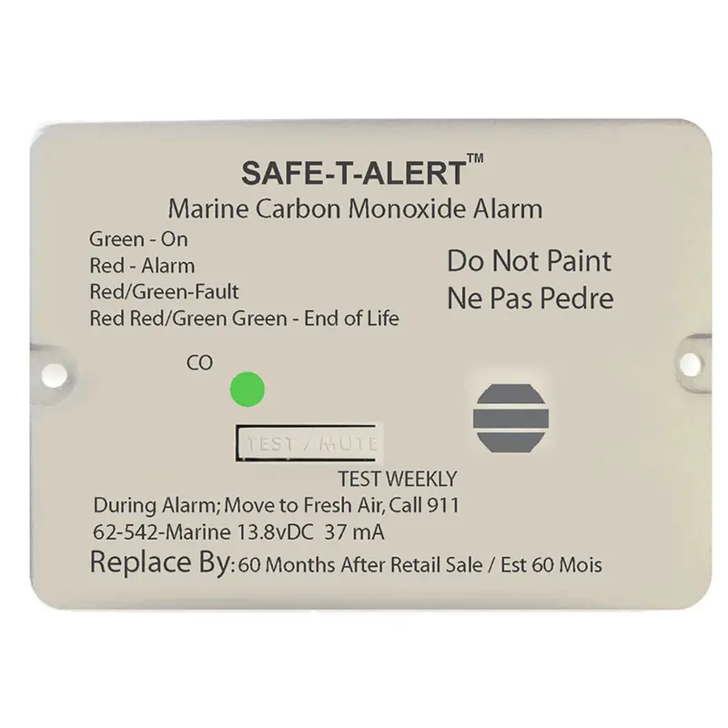 Safe-T-Alert 62-Series Marine Co Alarm With Normally Closed Relay – 12V Flush-Mount, White (Model 62-542-Marine-Rly-Nc) 1