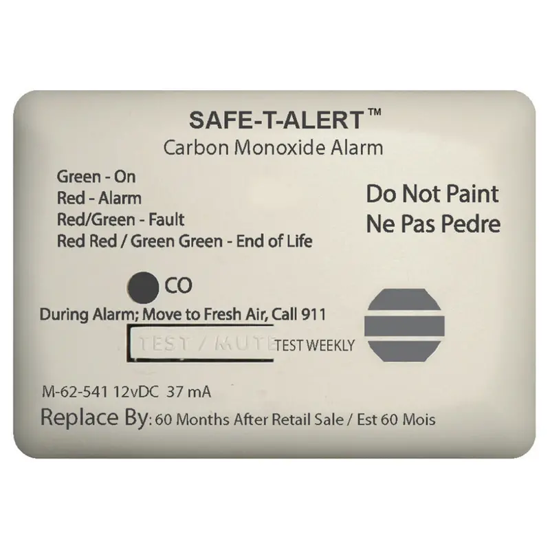Safe-T-Alert 62-Series Marine Co Alarm With Normally Closed Relay – 12V Surface-Mount, White (Model 62-541-Marine-Rly-Nc) 1