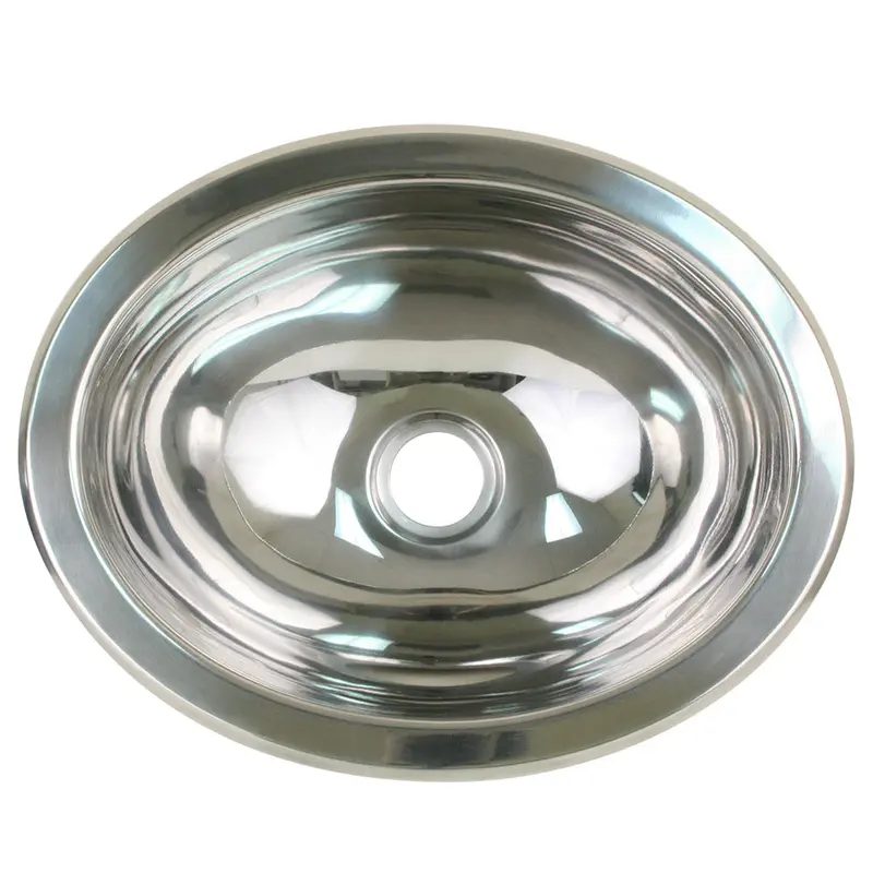 Scandvik Polished Stainless Steel Oval Galley Sink – 13.25" X 10.5" 1