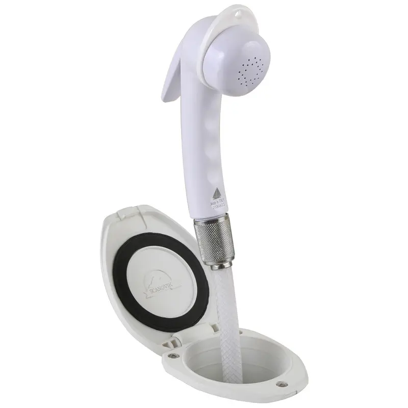 Scandvik Recessed Shower System With 6-Foot White Hose – Euro-Style Trigger Control [12107P] 1