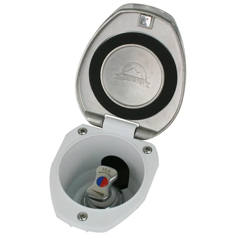 Scandvik Stainless Steel Recessed T-Handle Mixing Valve – White Accent Cup [12134] 1