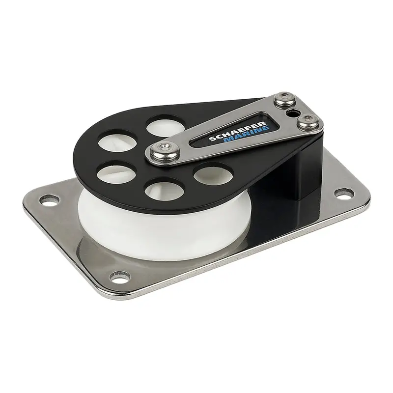 Schaefer 704-11 Flat-Base Cheek Block – Aluminum Frame With Delrin Sheave 1