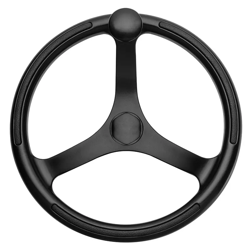 Schmitt Marine 13.5" Primus Steering Wheel – Black Powder-Coated, 3/4" Tapered Shaft With Finger-Grip Knob 1