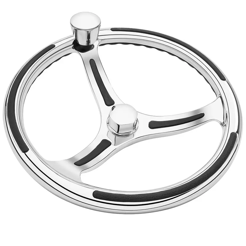 Schmitt Marine Primus 740 13.5" Steering Wheel – Knob & Finger Grip, 3/4" Tapered Shaft With Faux Nut, Includes 1/2" & 3/4" Adapters | 7401321Fgk-R 1