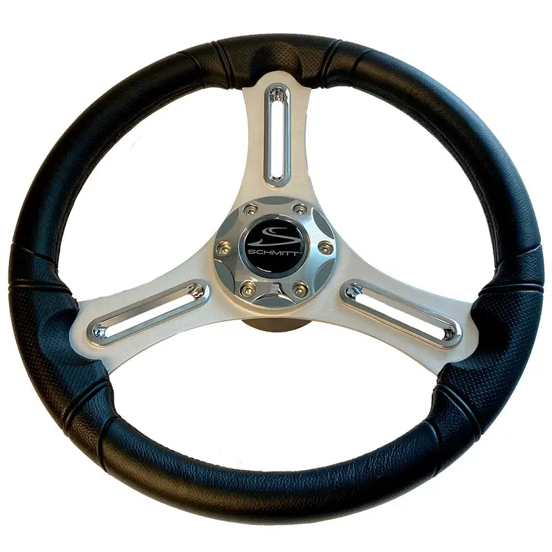 Schmitt Marine Torcello 14" Steering Wheel – 03 Series Polyurethane With Chrome Trim Cap & Brushed Spokes, 3/4" Tapered Shaft (Pu033104-12R) 1