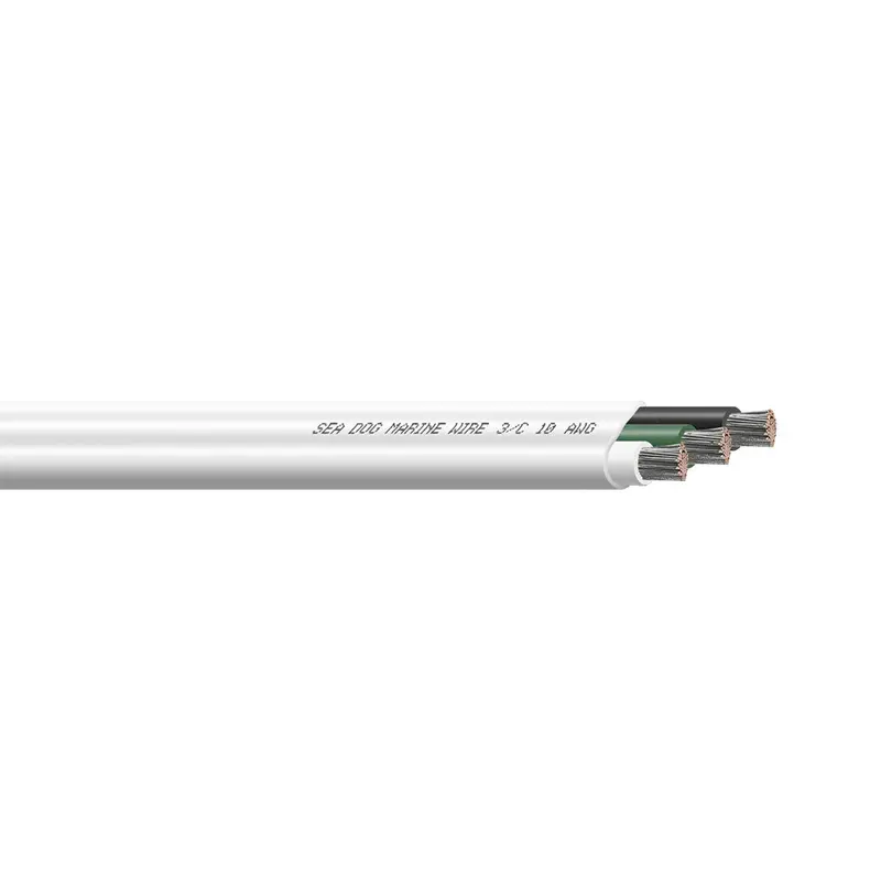 Sea-Dog 10/3 Awg White/Green/Black Flat Triplex Marine Wire – 300-Foot Spool 1