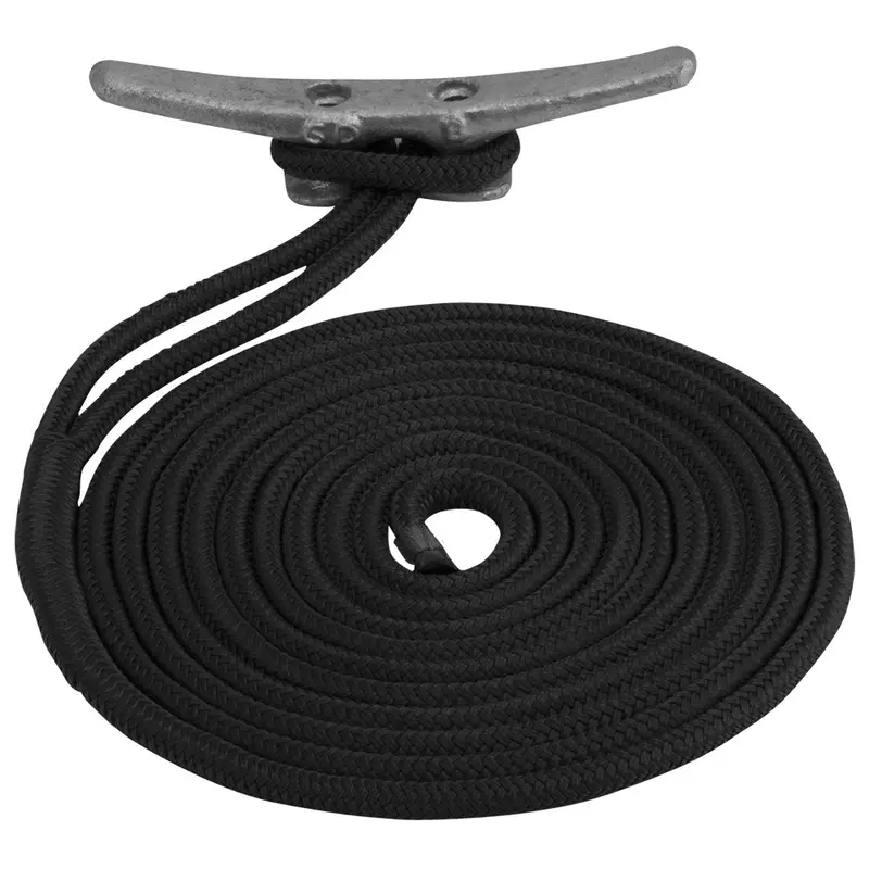 Sea-Dog 3/8" X 15' Black Double-Braided Nylon Dock Line – Lightweight Mooring Solution 1