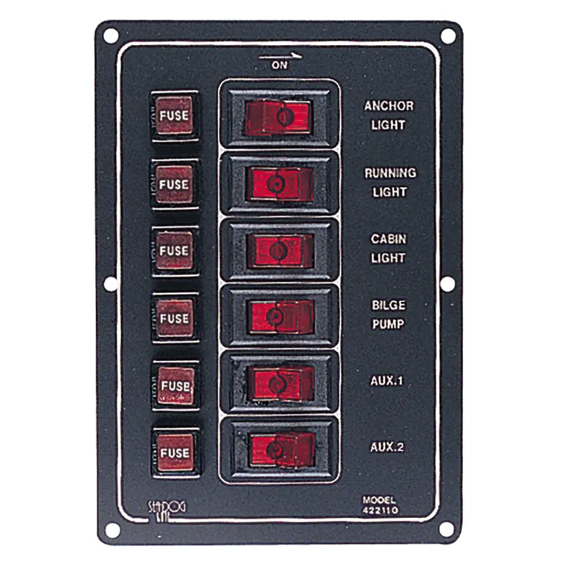 Sea-Dog Vertical Aluminum 6-Position Switch Panel – Model 422110-1 1