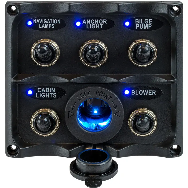 Sea-Dog Waterproof 5-Position Toggle Switch Panel With Led Power Indicator 1