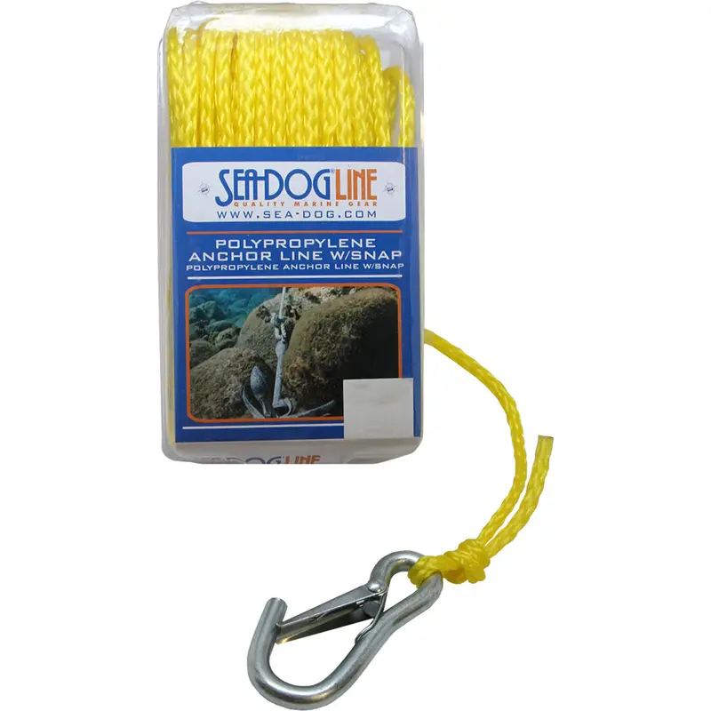 Sea-Dog Yellow Polypropylene Anchor Line With Snap – 1/4" × 100' 1