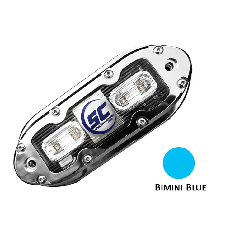 Shadow-Caster Scm-4-Bb-20 Underwater Led Light – 316 Stainless Steel Housing, Bimini Blue, 20-Foot Hardwired Cable 1
