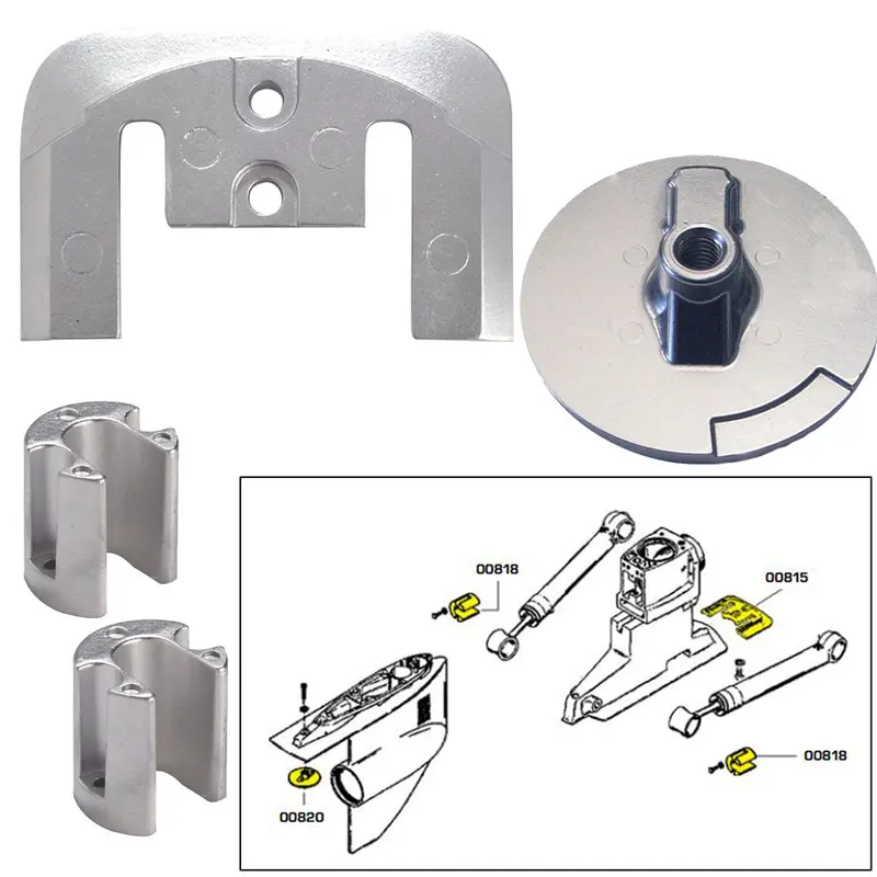 Tecnoseal Zinc Anode Kit With Mounting Hardware For Mercury Bravo Ii And Iii Outdrives (20804) 1