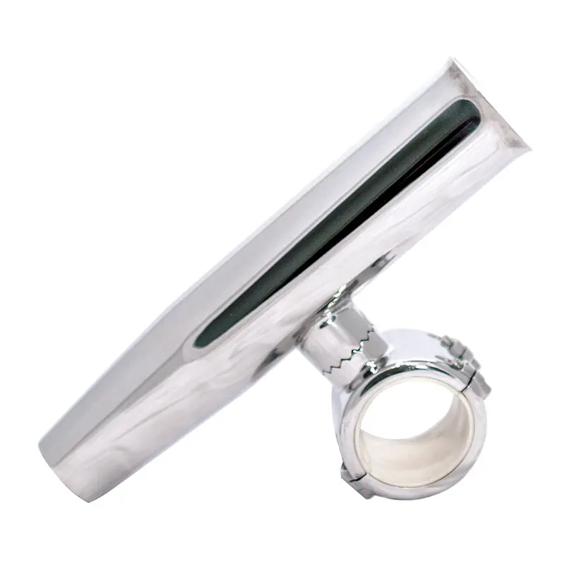 Tigress 1.5-Inch Adjustable Clamp-On Rod Holder – Polished Stainless Steel, Tool-Free Mounting 1