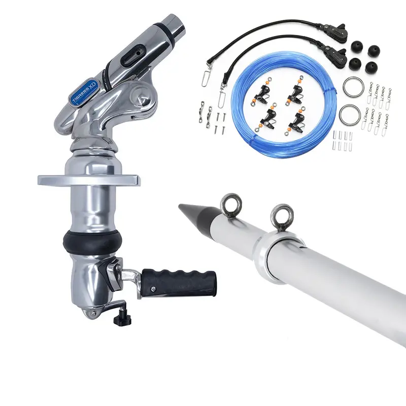 Tigress 88825-2 Xd Crank Top-Mount Outrigger System – 18-Foot Silver Outriggers With Pro Series Double Rigging Kit 1