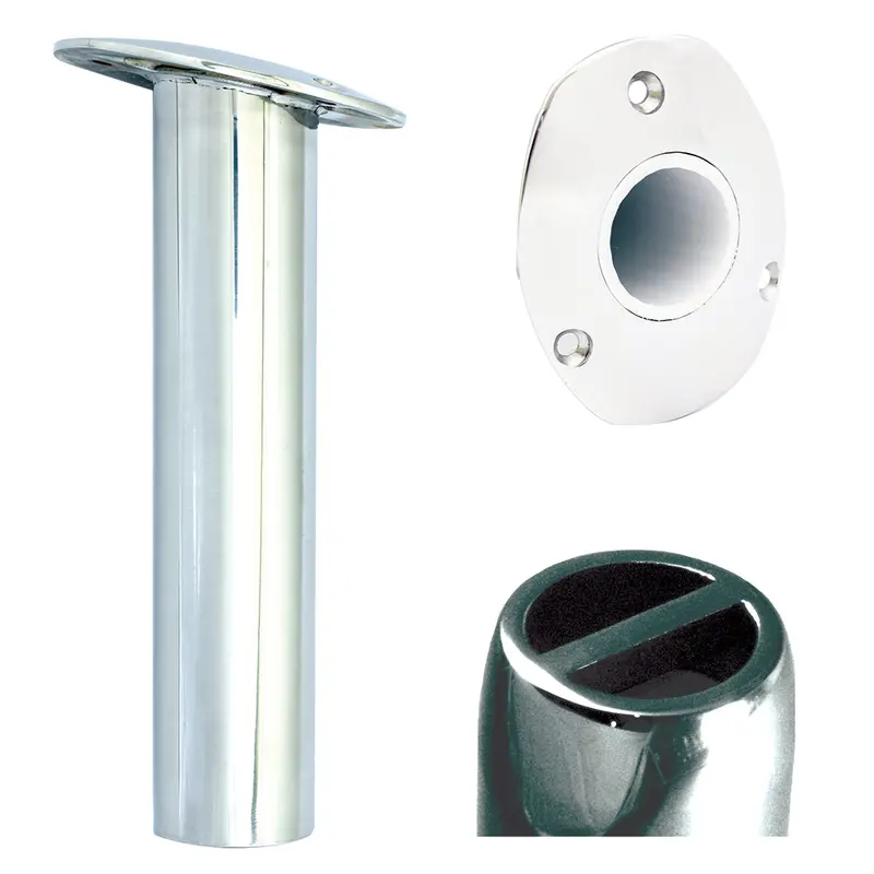 Tigress 9-Inch Oval Head Stainless Steel Gunwale-Mount Rod Holder – 15° Angle 1