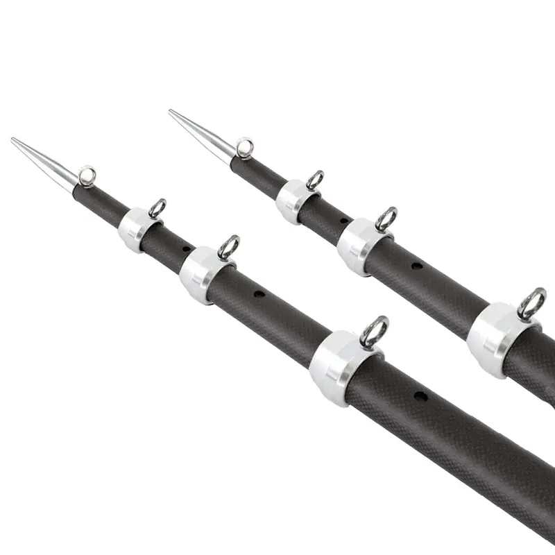 Tigress Xd 3K Carbon Fiber Telescoping Outrigger Poles – 18 Ft, Matte Black/Silver Pair [88679-1] 1