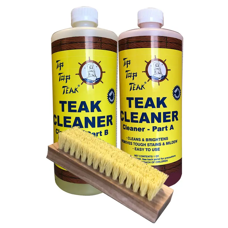 Tip Top Teak Cleaner Kit – Dual-Component Formula (Part A + B) With Cleaning Brush 1