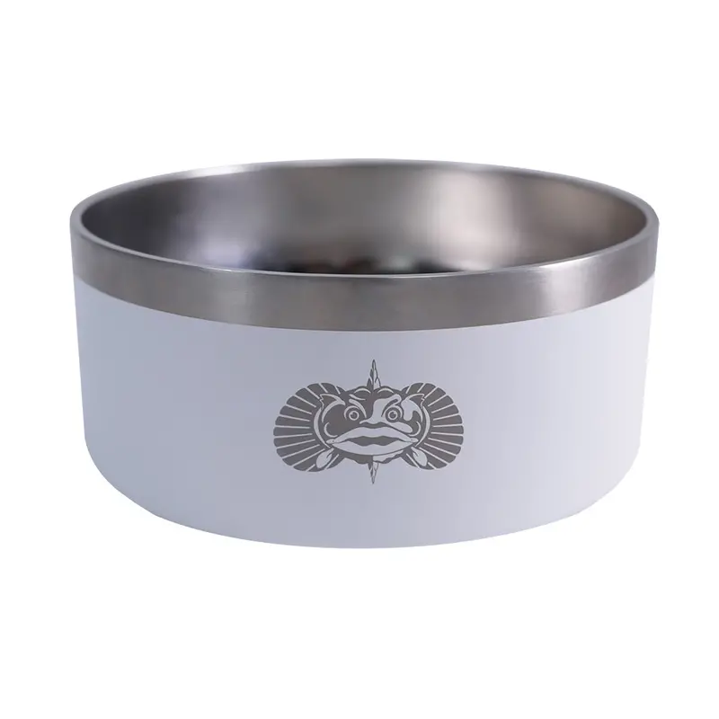 Toadfish Anti-Tip Dog Bowl – Matte White Design 1