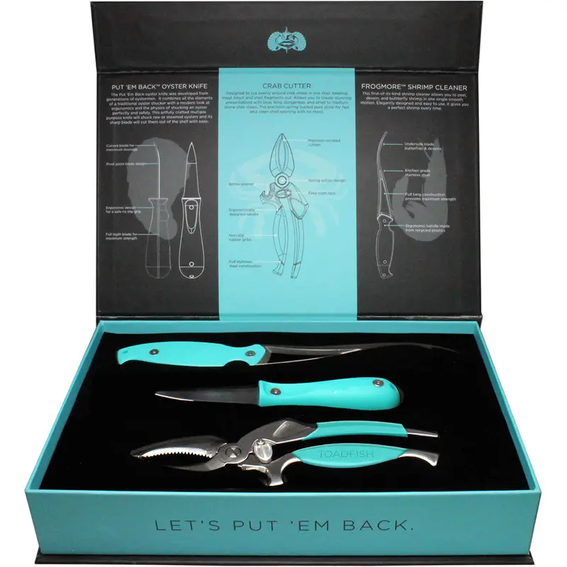 Toadfish Coastal Kitchen Set: Oyster Shucker, Shrimp Cleaner & Crab Cutter – Model 1011 1