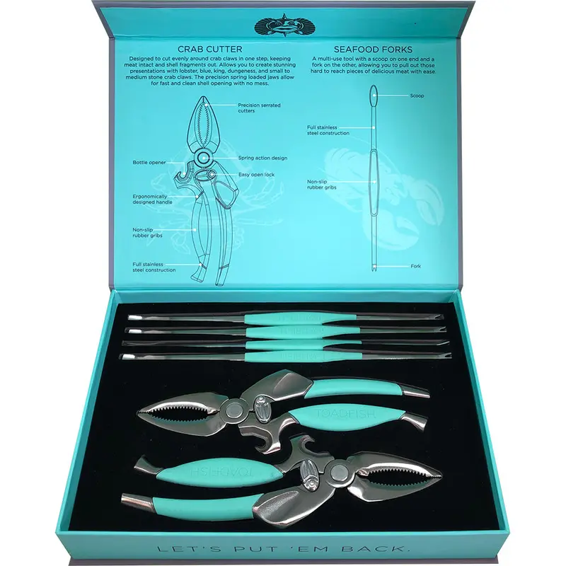 Toadfish Crab And Lobster Tool Set – Includes 2 Shell Cutters And 4 Seafood Forks 1