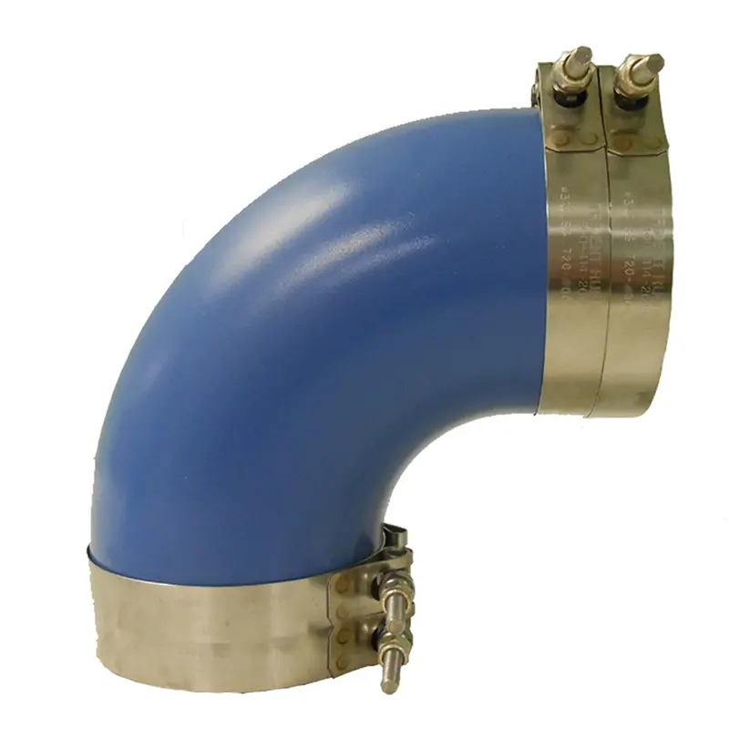 Trident Marine 3-Inch 90° Blue Silicone Wet Exhaust Elbow With Four T-Bolt Clamps 1