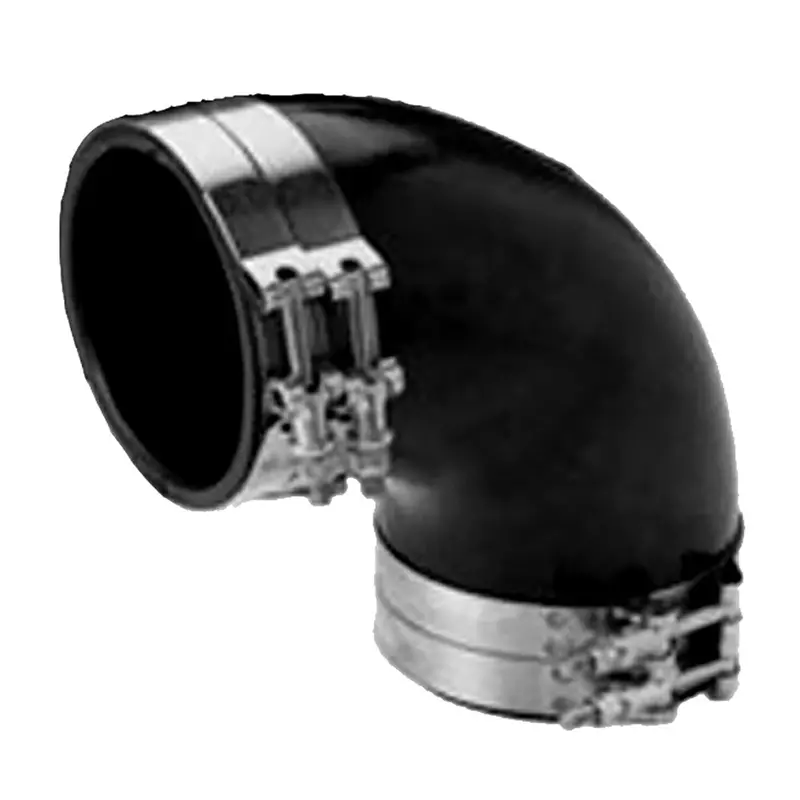 Trident Marine 3-Inch 90° Epdm Black Rubber Wet Exhaust Elbow With Four T-Bolt Clamps 1