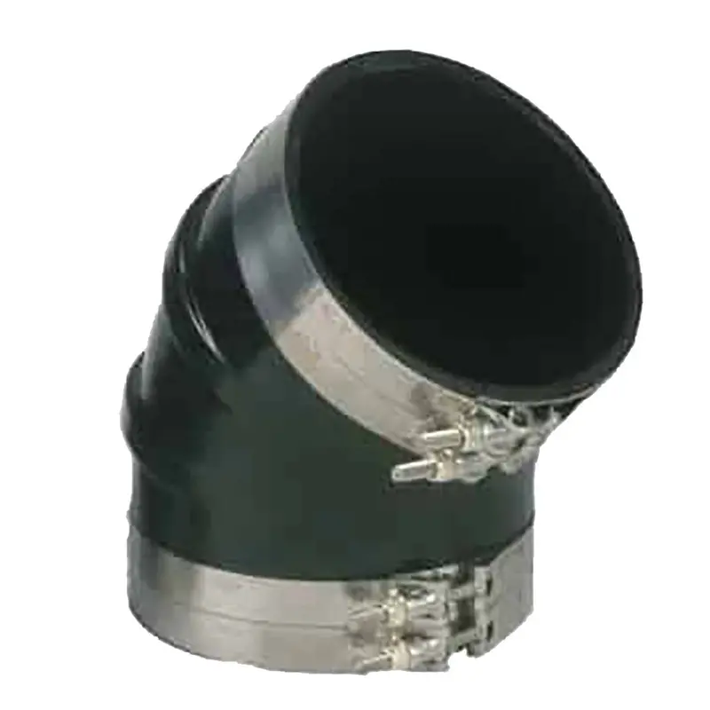 Trident Marine 6" Id Epdm Rubber Wet Exhaust Elbow – 45° Molded Black Fitting With 4 T-Bolt Clamps [Trl-645-S/S] 1