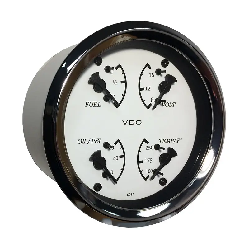 Vdo Cockpit Marine 85Mm (3.375-Inch) 4-In-1 Multifunction Gauge – White Dial And Bezel 1