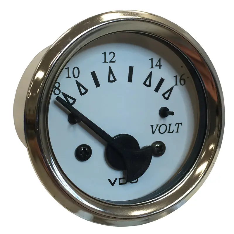 Vdo Cockpit Series 52Mm Voltmeter – White Dial, Chrome Bezel, Marine Grade (332-15282) 1
