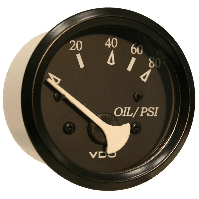 Vdo Marine Oil Pressure Gauge – 80 Psi Black Dial With Matching Bezel [350-11800] 1