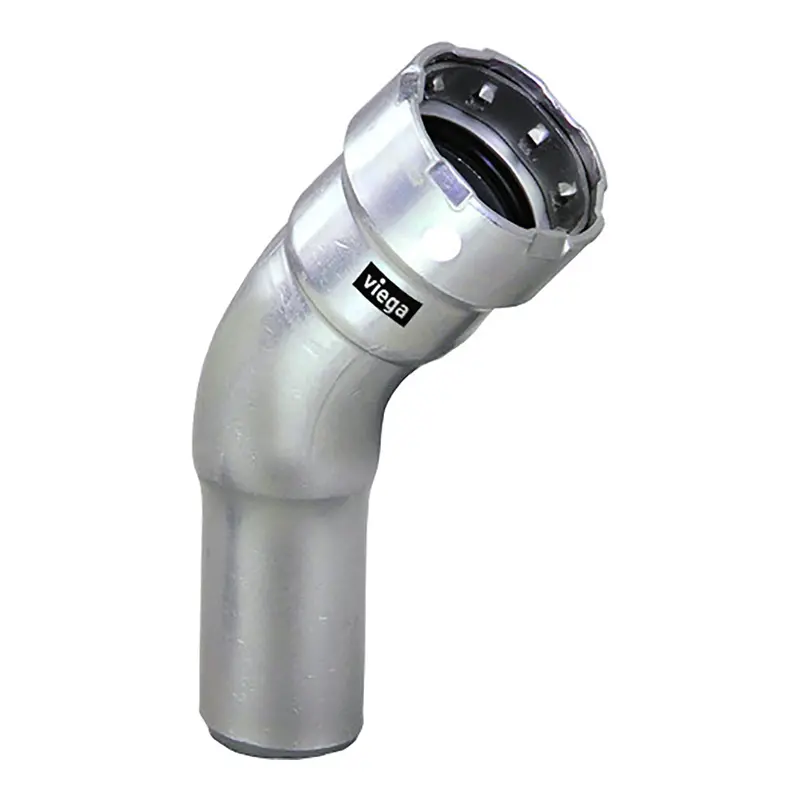 Viega Megapress 1/2" 45° Stainless Steel 304 Press-Fit Elbow Street Fitting With Smart Connect 1