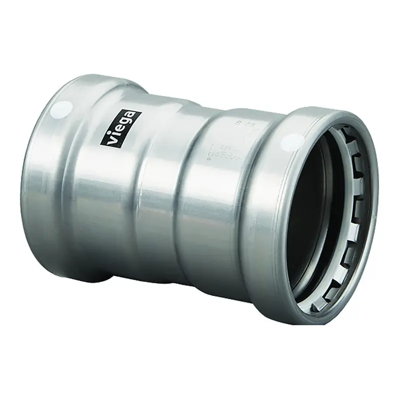 Viega Megapress 2-1/2" Carbon Steel Coupling With Stop, Fkm-Sealed, Double-Press Smart Connect Fitting (26670) 1