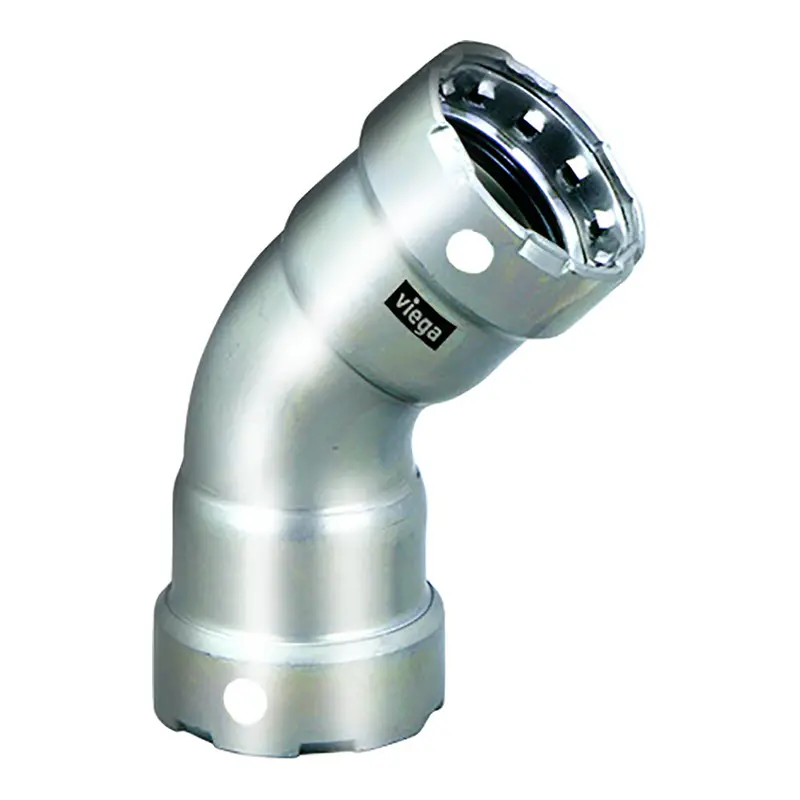 Viega Megapress 2" 45° Stainless Steel 304 Double-Press Elbow – Smart Connect Compatible 1