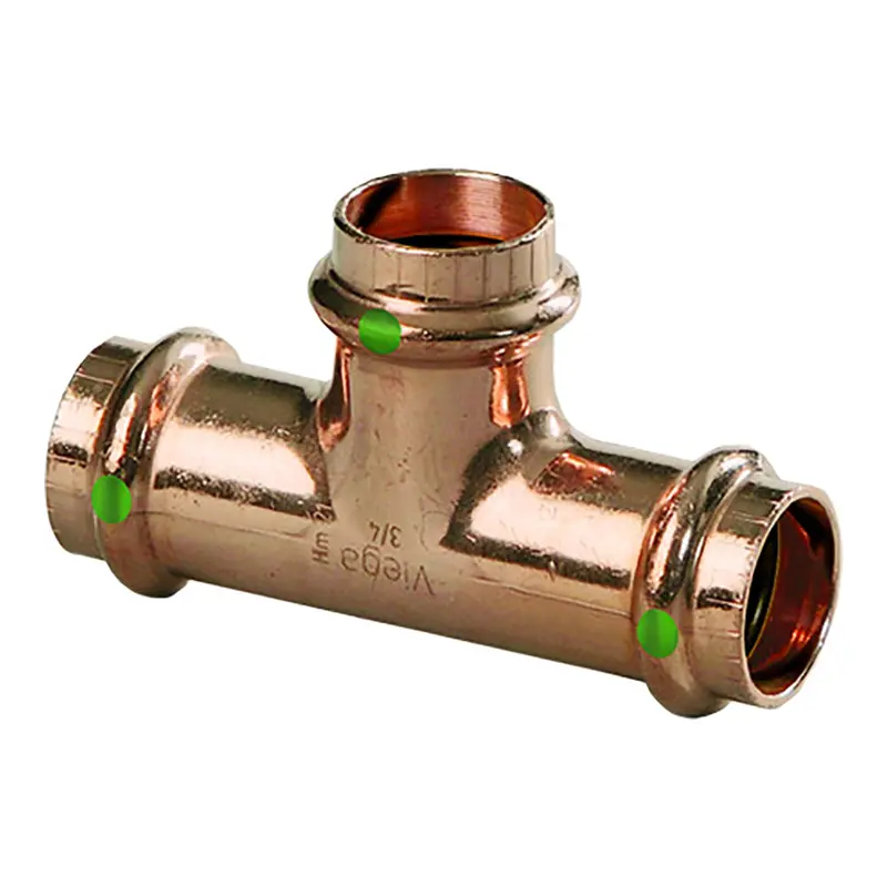 Viega Propress Copper Tee – 1/2" Triple-Press Connection With Smart Connect [77377] 1