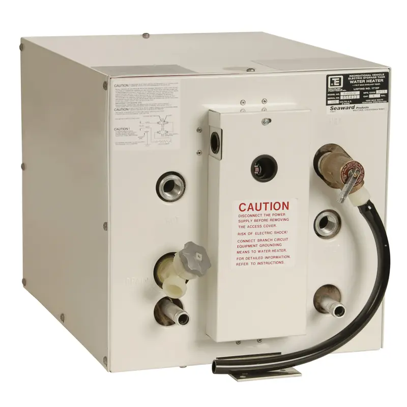 Whale Seaward F600W Hot Water Heater – 6-Gallon, Front-Mount Heat Exchanger, 120V/1500W, White Epoxy Coating 1