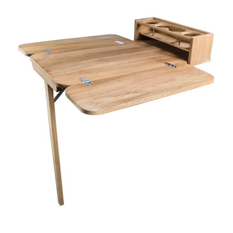 Whitecap Teak Cockpit Table With Folding Leaves And Four Integrated Cup Holders 1