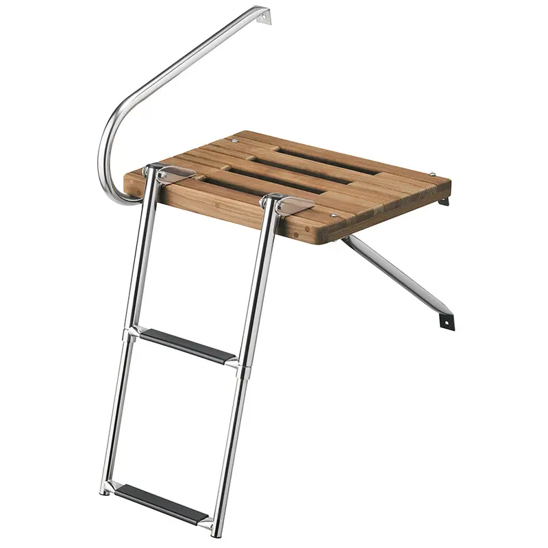 Whitecap Teak Swim Platform With 2-Step Telescoping Ladder – Designed For Outboard-Powered Vessels 1